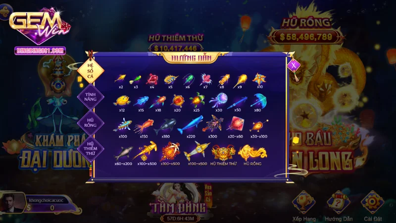 Giải thích cách tính điểm trong vua săn cá Gemwin